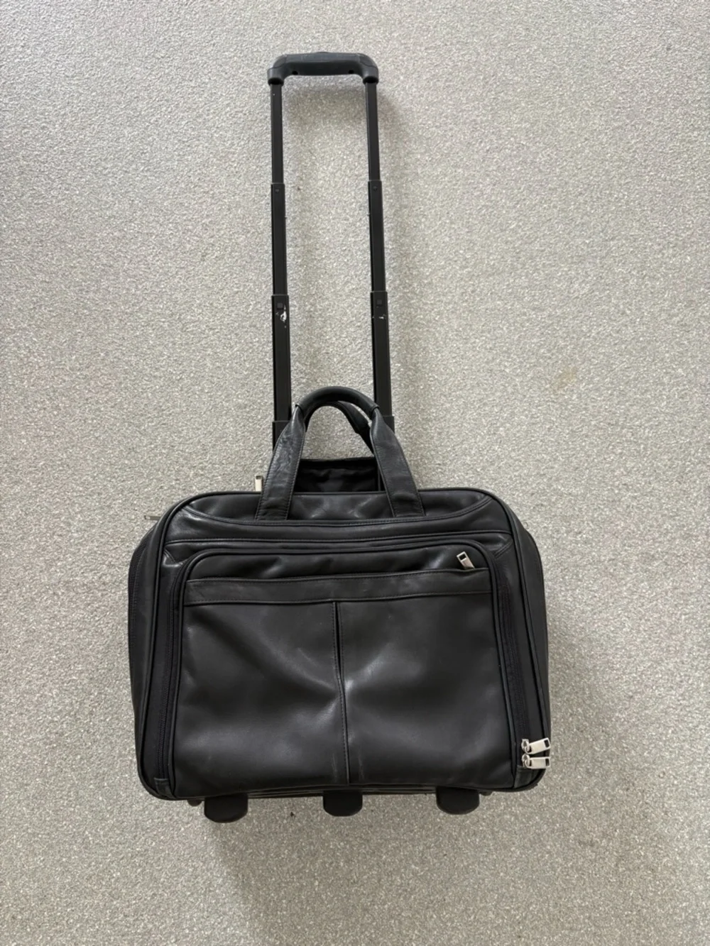 Wilson’s Leather Black Rolling Men's Briefcase Bag - Compact Travel Carry-On 17”